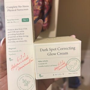 Axis-Y Dark Spot Correcting Glow Cream and No stress Sunscreen
